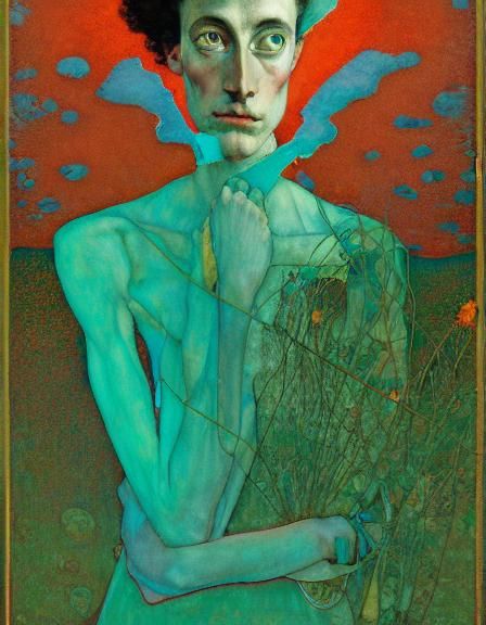 Masculine Figure with Halo in Pastel Colors