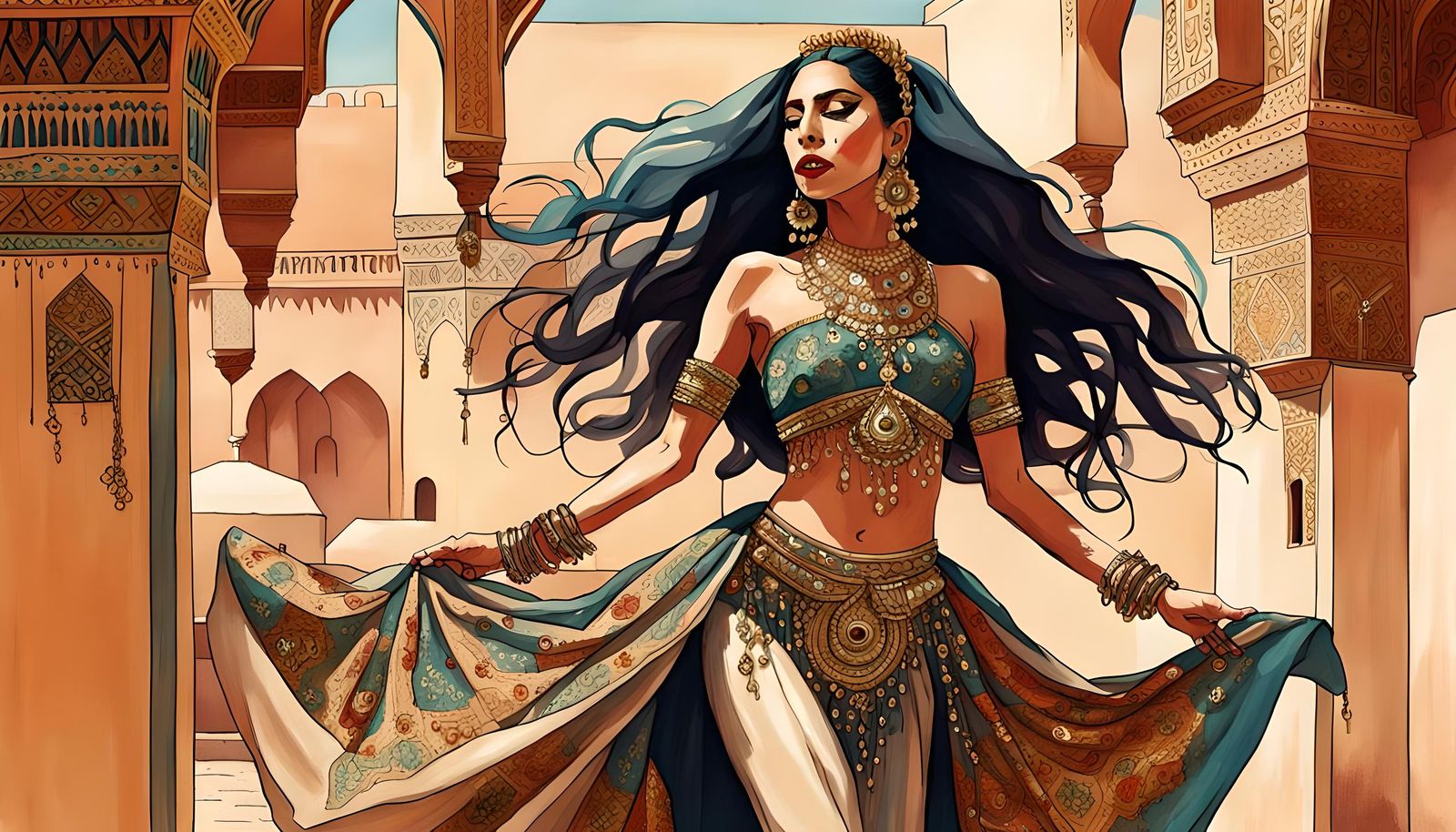 Lady Gaga as Belly Dancer in Vintage Aesthetic