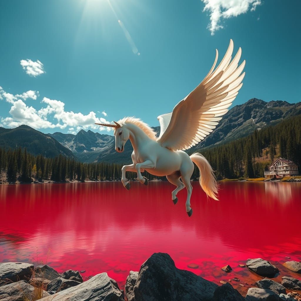 Shining Pegasus Over Crimson Lake