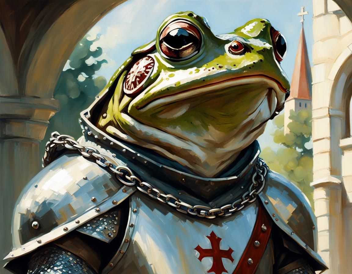 Frog Knight Templar in Expressionist Style