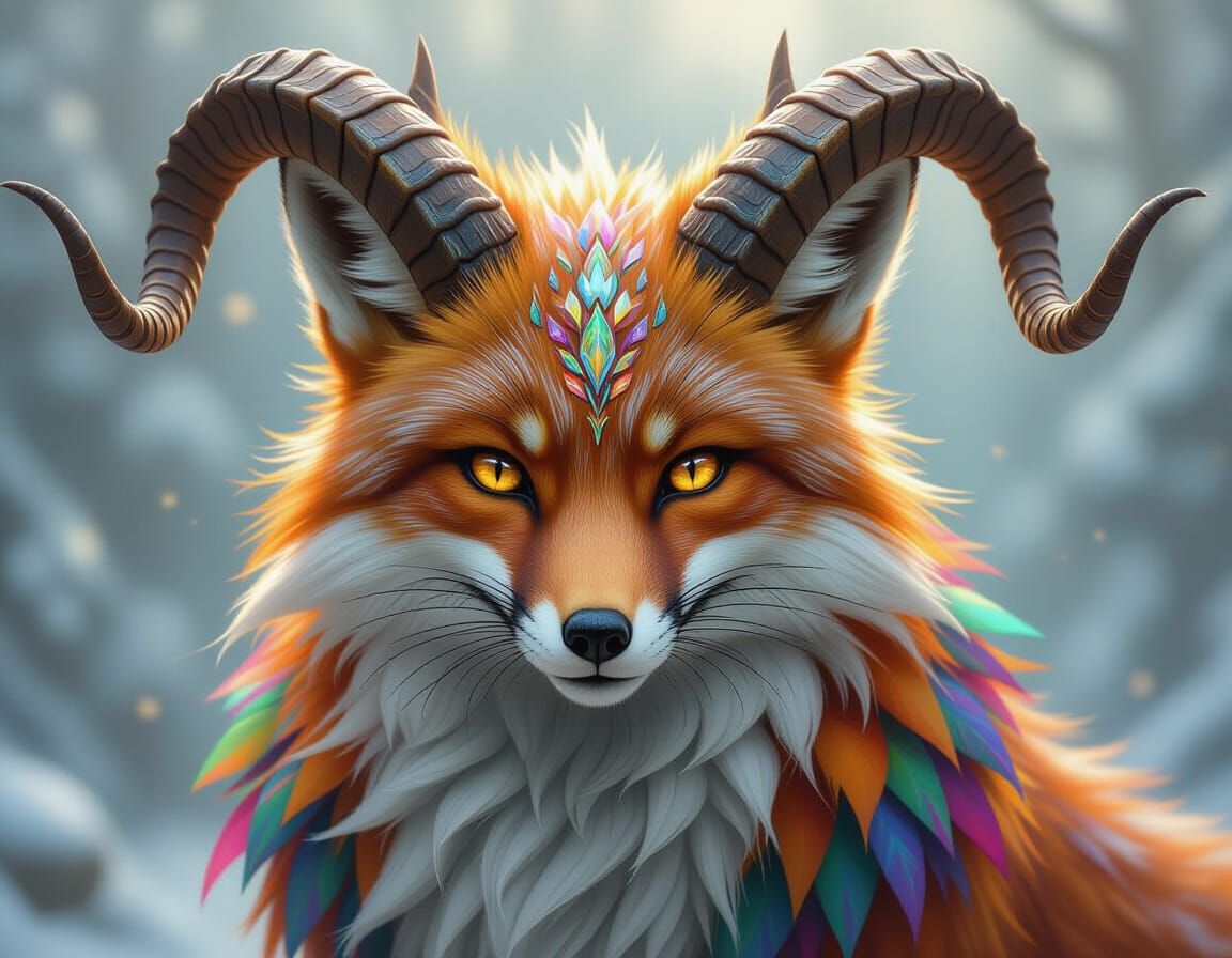 Fox-Dragon Hybrid with Iridescent Textures