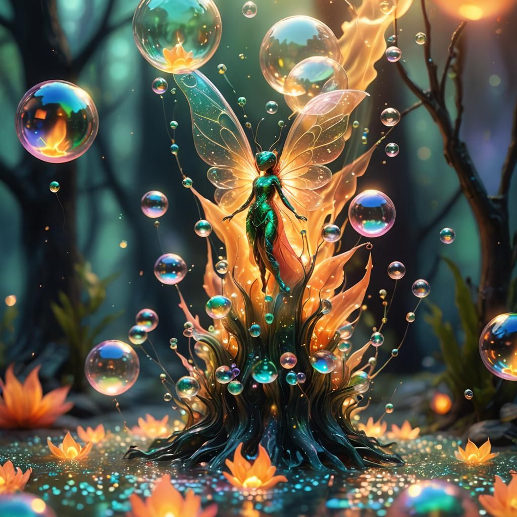 Surreal Living Bubbles with Fairies and Fire