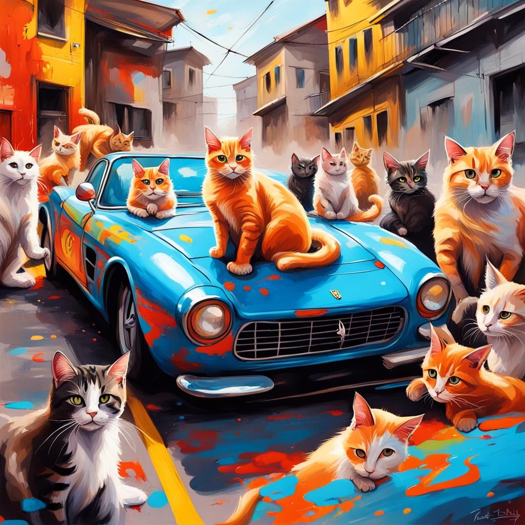 Calico Cat's Graffiti Ferrari Adventure