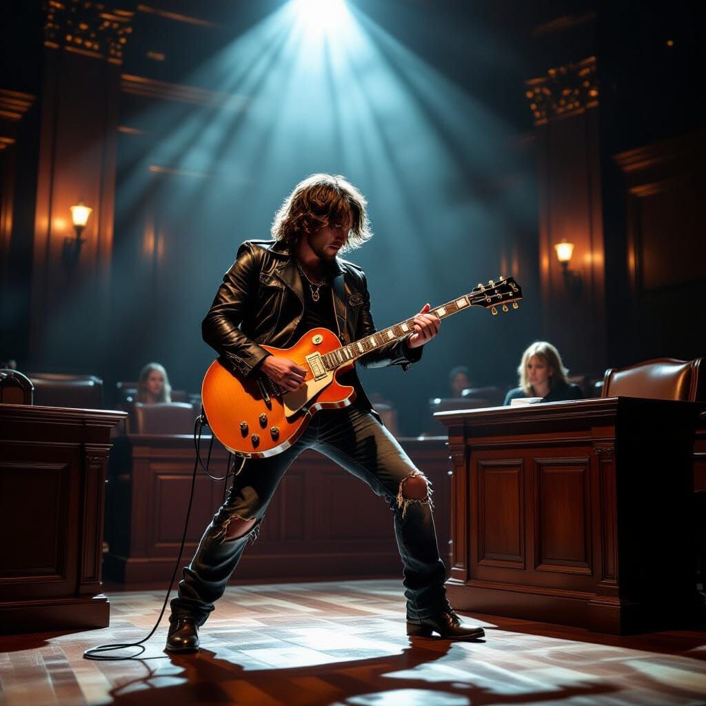 Rock Guitarist Shreds Solo in Dramatic Courtroom Spotlight