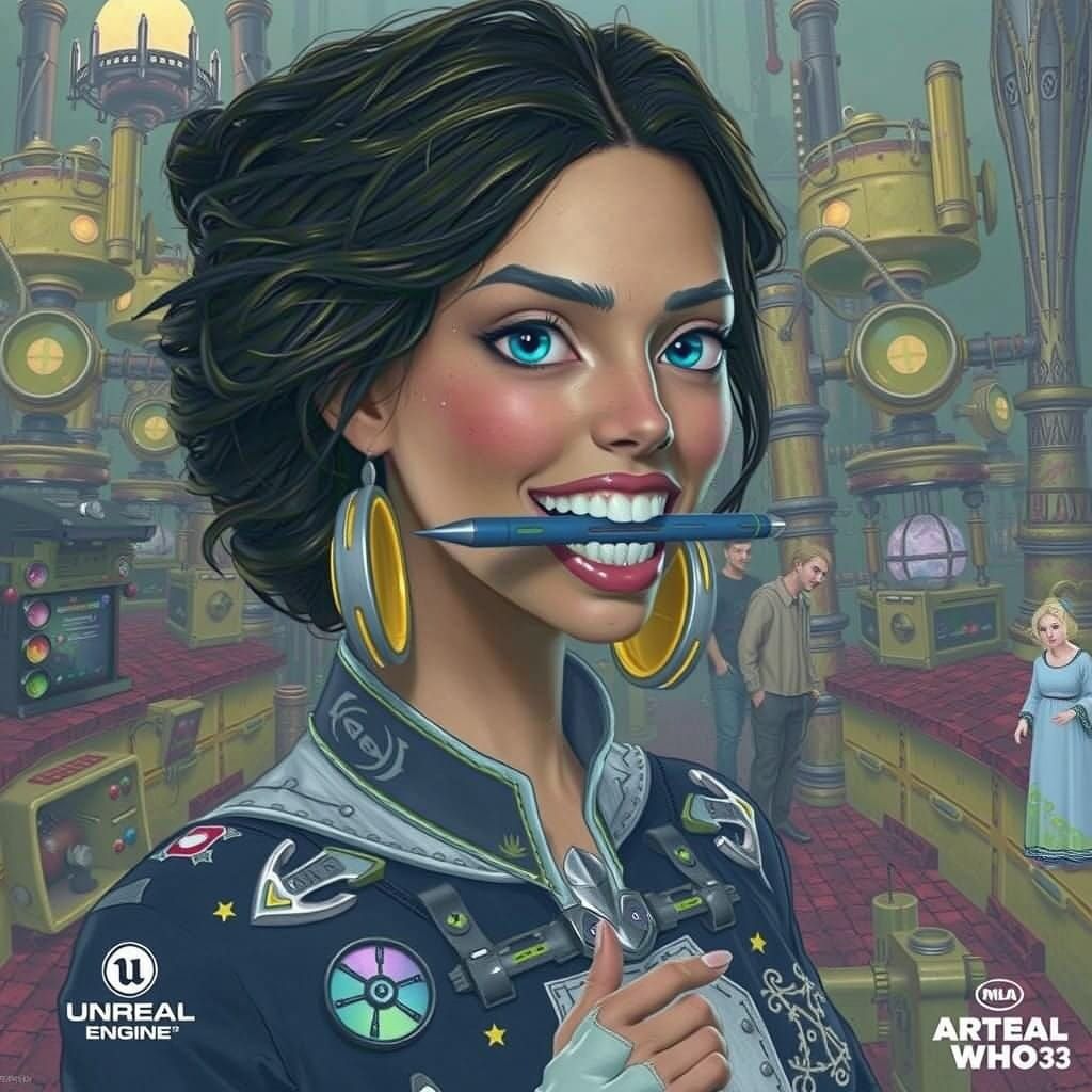 Mystical Sonic Wielder in Dreamlike Industrial Realm