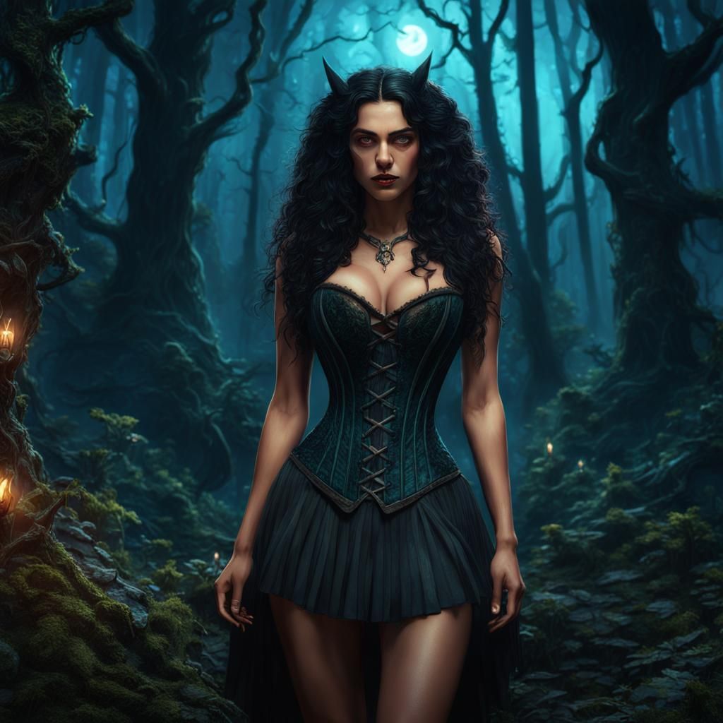 Spring Witch in Forest: Fantasy Concept Art