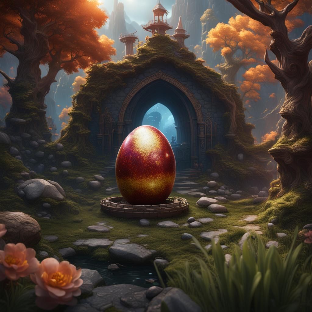 Fantastical Egg Exchange in Detailed Matte Painting