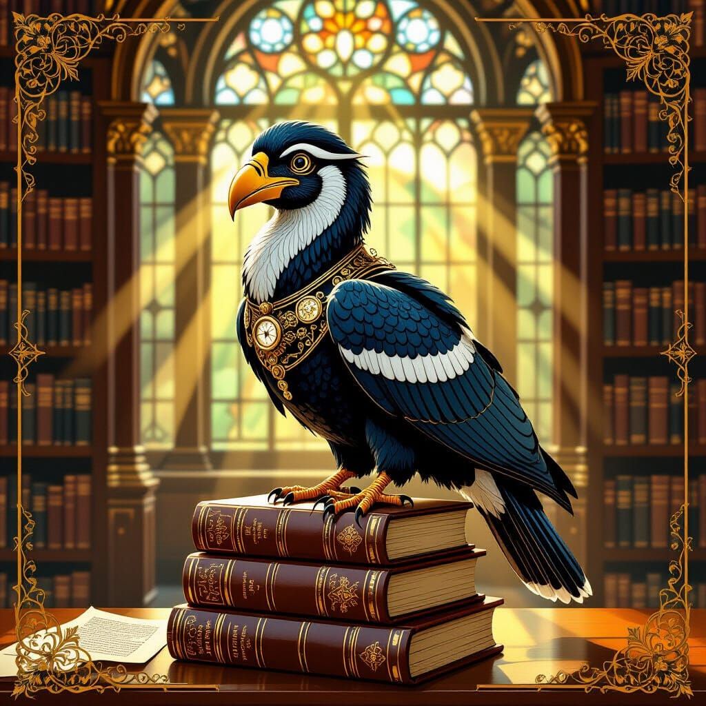 Clockwork Dodo Bird in Art Nouveau Poster Style