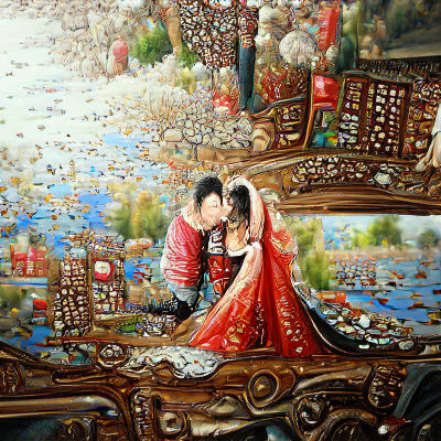 Romantic Couple in Detailed, Beautiful Painting