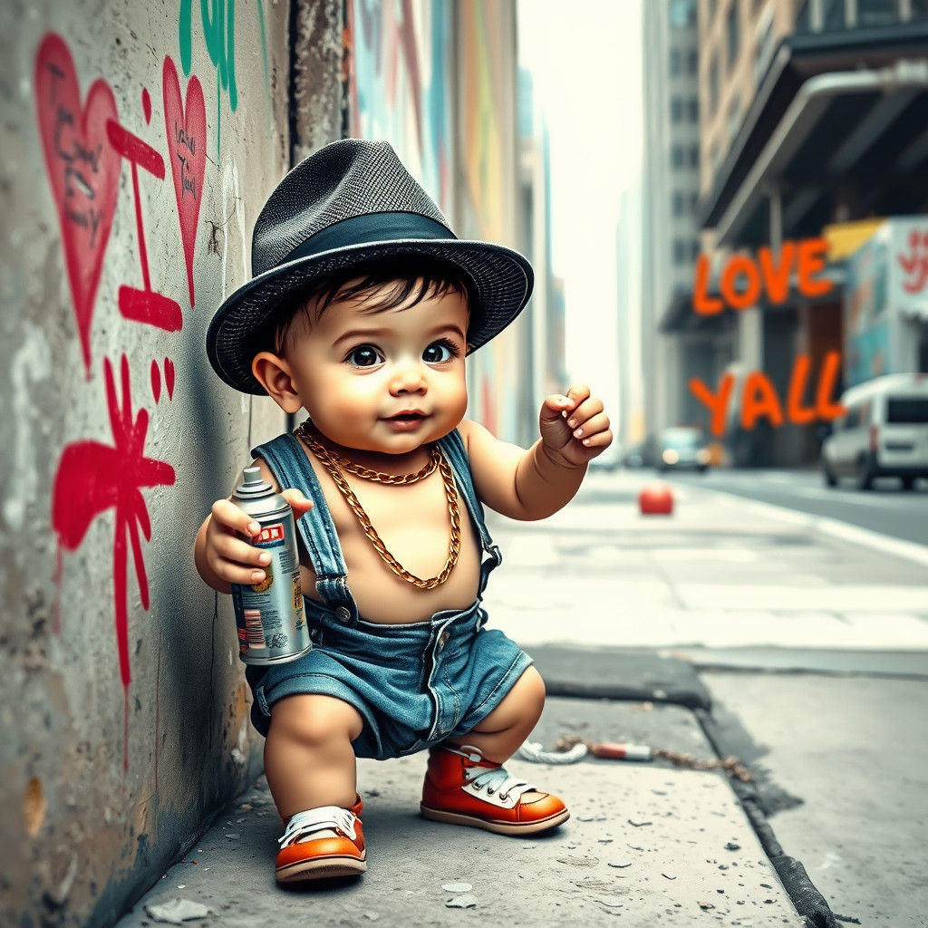 Gangster Toddler's Graffiti Art Message