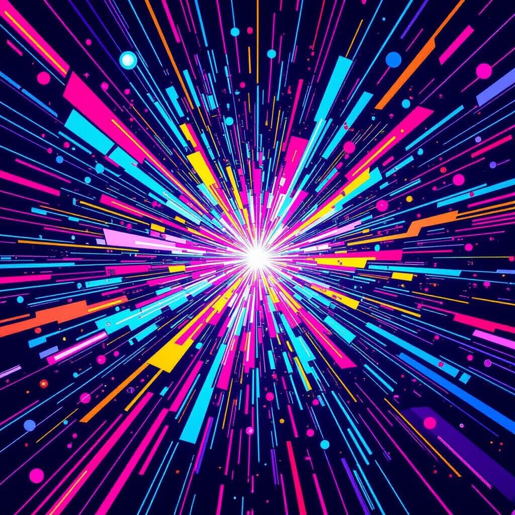 Vibrant Neon Abstract Energy in Kinetic Art Style
