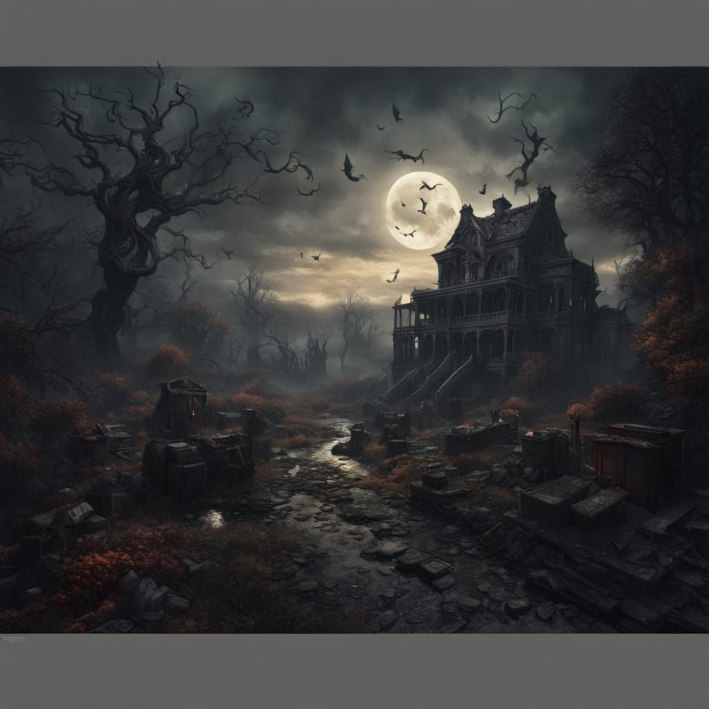 Fantastical Dark Horror Matte Painting in Deep Color