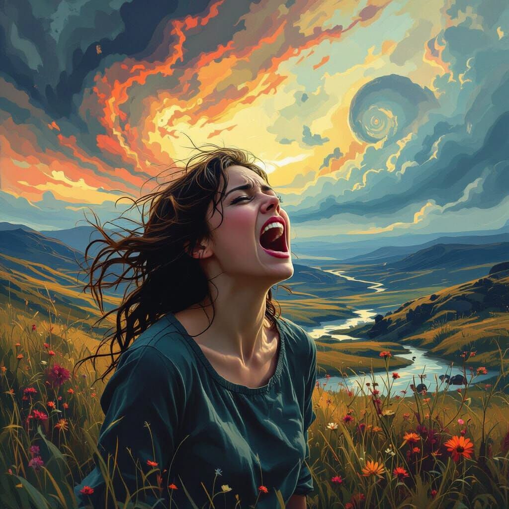 Surreal Woman Screaming: A Matte Painting Masterpiece