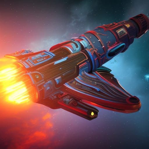 Detailed Painting of Artemis Rocket in Space