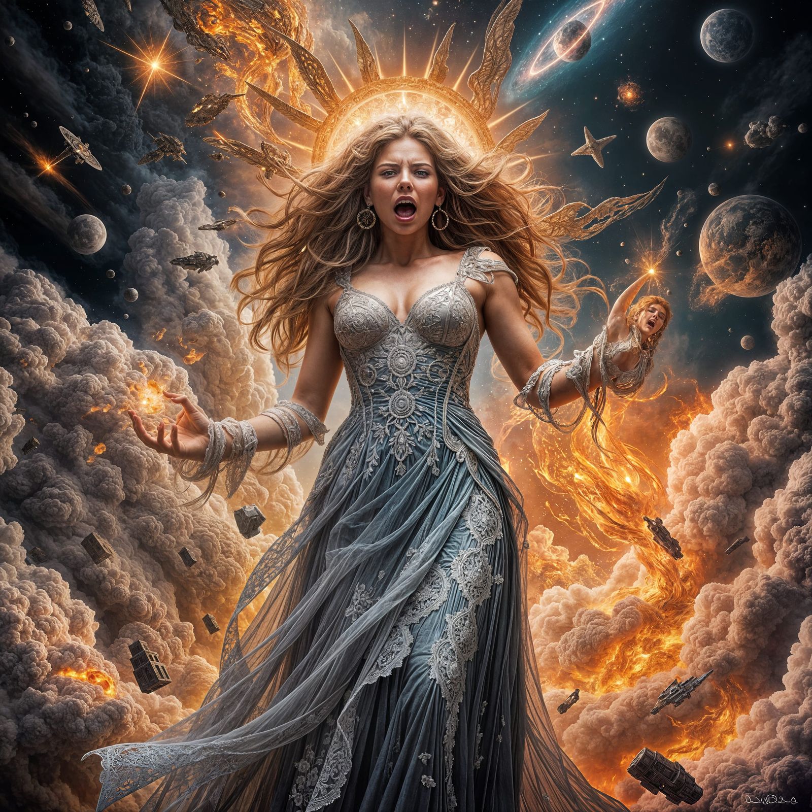 Ethereal Goddess Unleashes Fury Upon the Cosmos