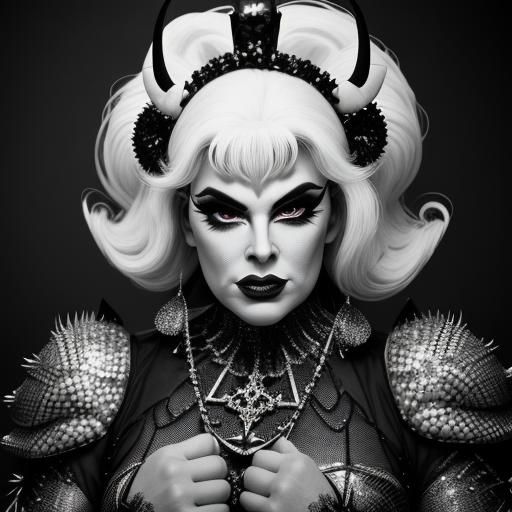 Cinematic Portrait of Divine in Moody Black and White