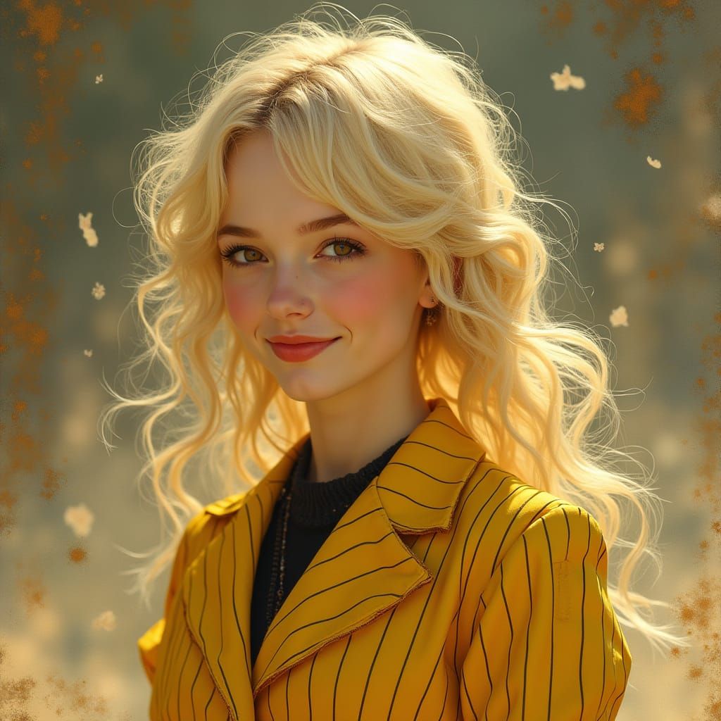 Sunny Girl in Yellow Polka Dot Dress