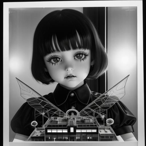 Surreal Rayograph with Fairy in Child's Drawing Style