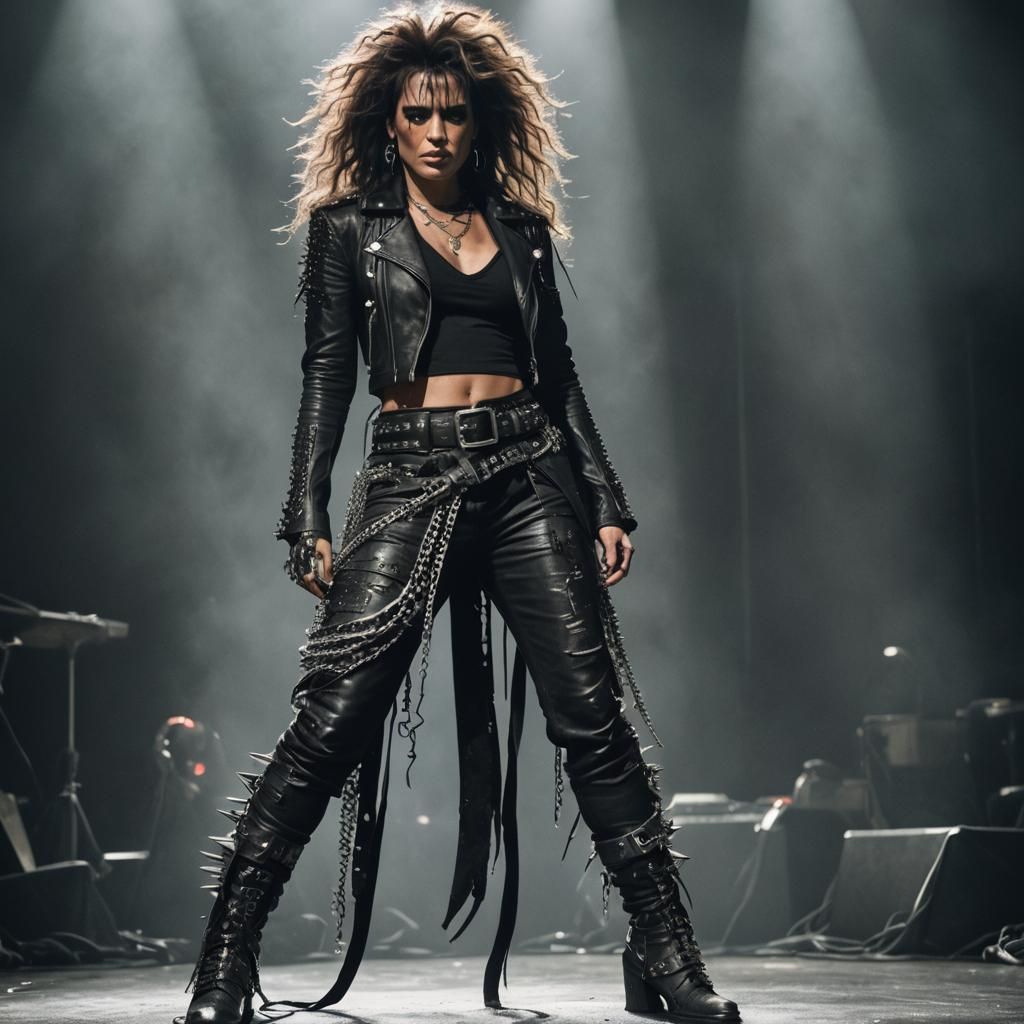 Rebellious Woman on Stage in Dystopian Future