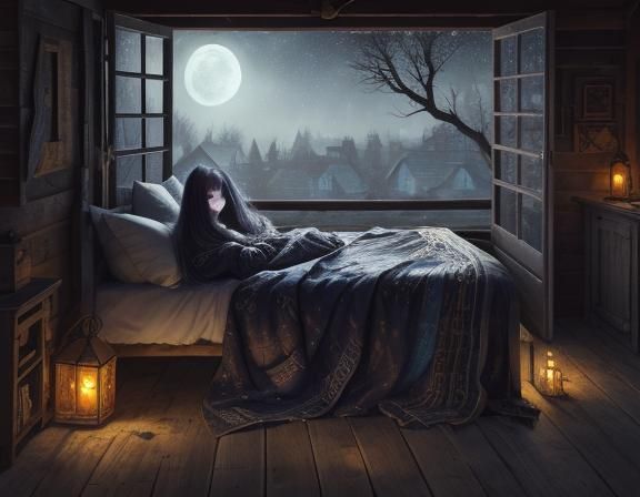 Horror Art: Monsters Emerge in Moonlit Village