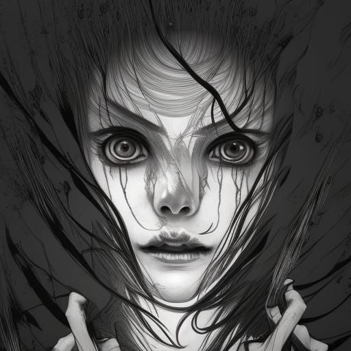 Junji Ito Inspired Black and White Horror Manga