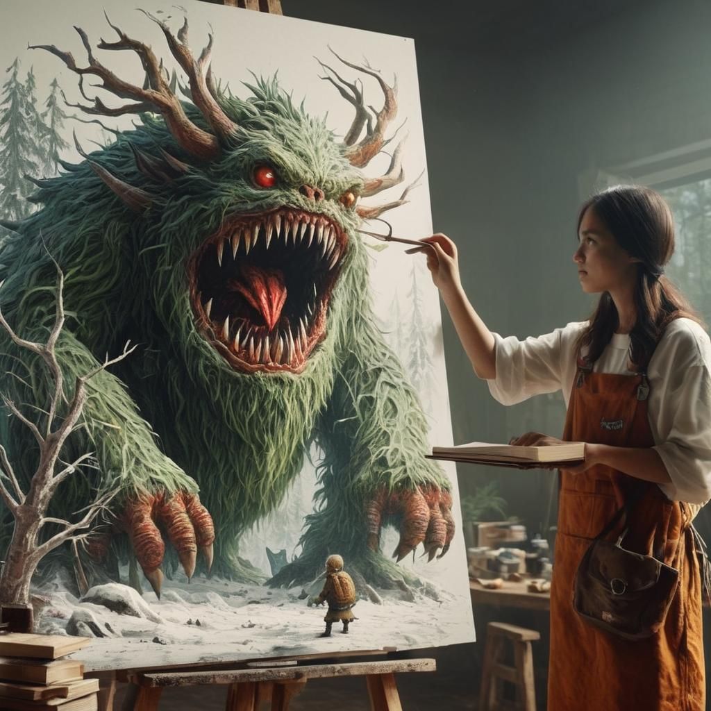 AI Generated Forest Monster Illustration