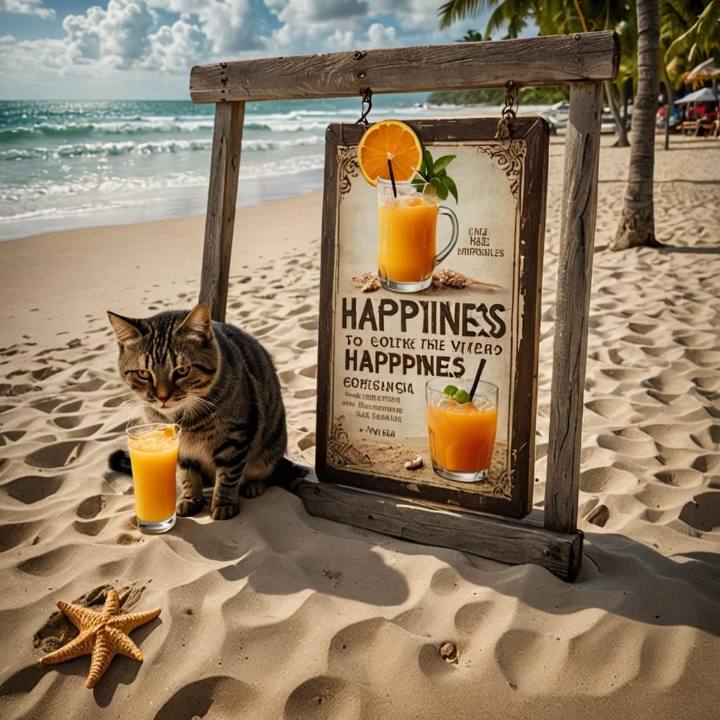 Tropical Beach Scene: This Way to Happiness