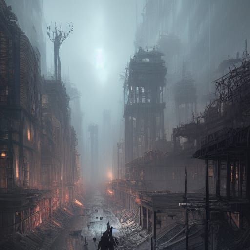 Post-Apocalyptic City, Dark Fantasy Concept Art