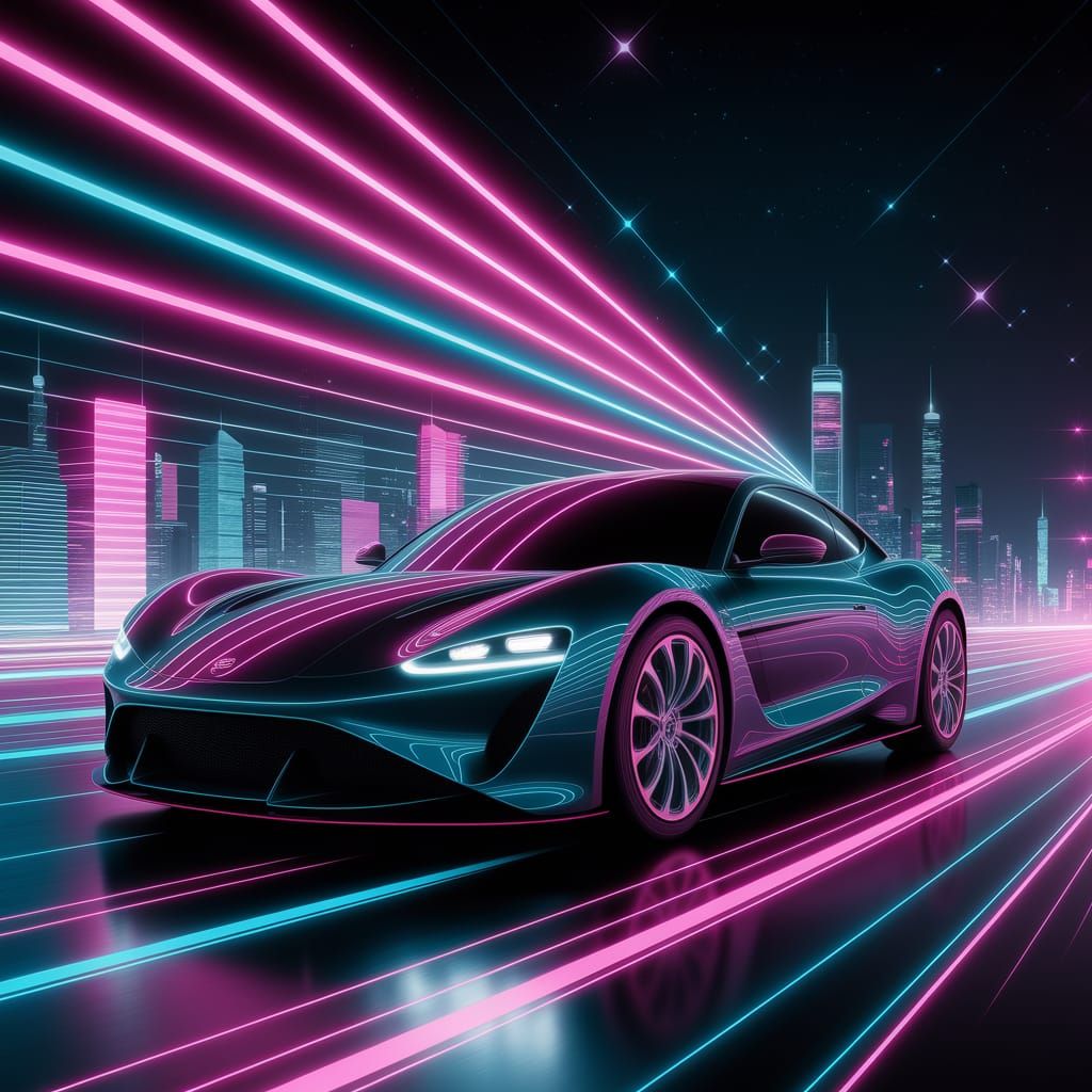 Vibrant Synthwave Cityscape at Night