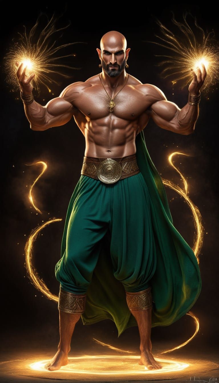 Persian Djinn Casting a Spell in Photorealistic Style