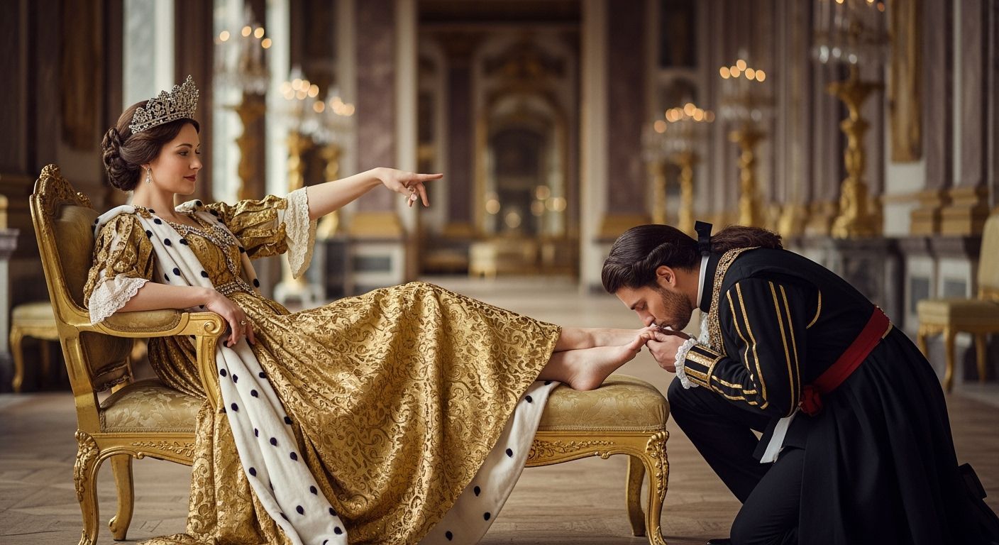 French Empress Lounging in Royal Palace, Photorealistic Styl...