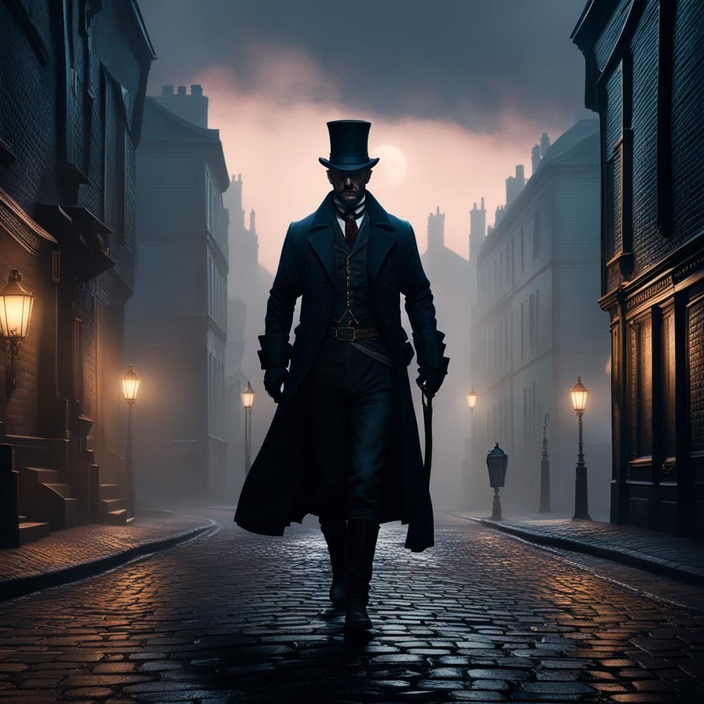 Jack the Ripper on Foggy Street: Matte Painting