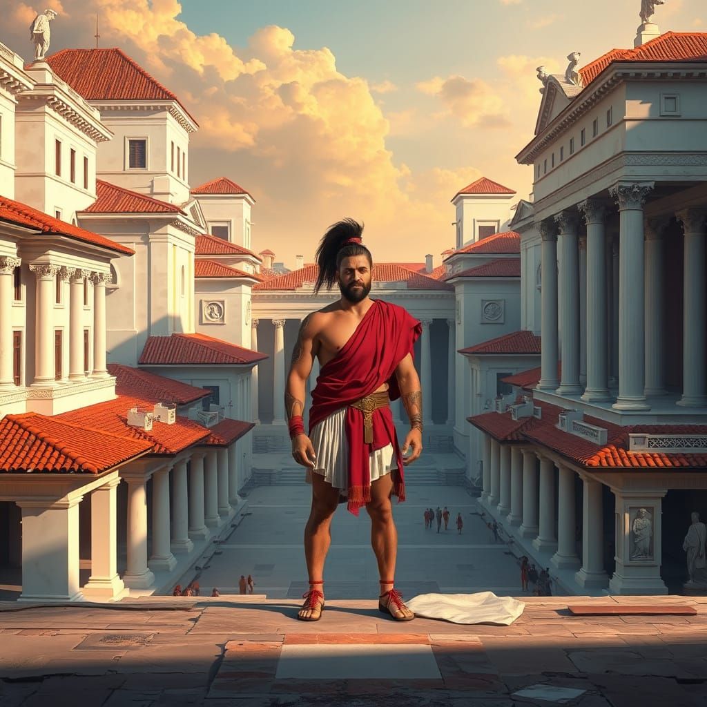 Roman Demigod in Ancient City of New Rome