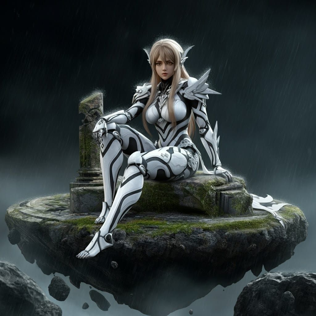 Cyberpunk Fairy Princess in Ancient Armor