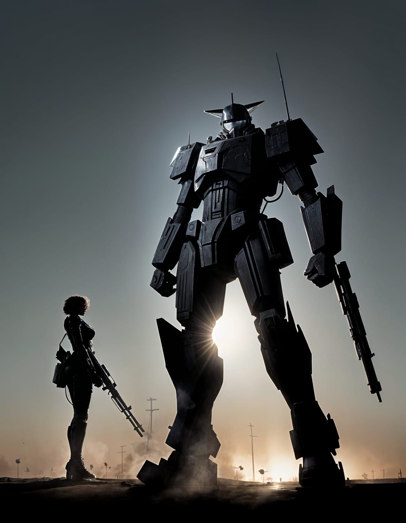 Cyberpunk Space Cannon in Dark Silhouette