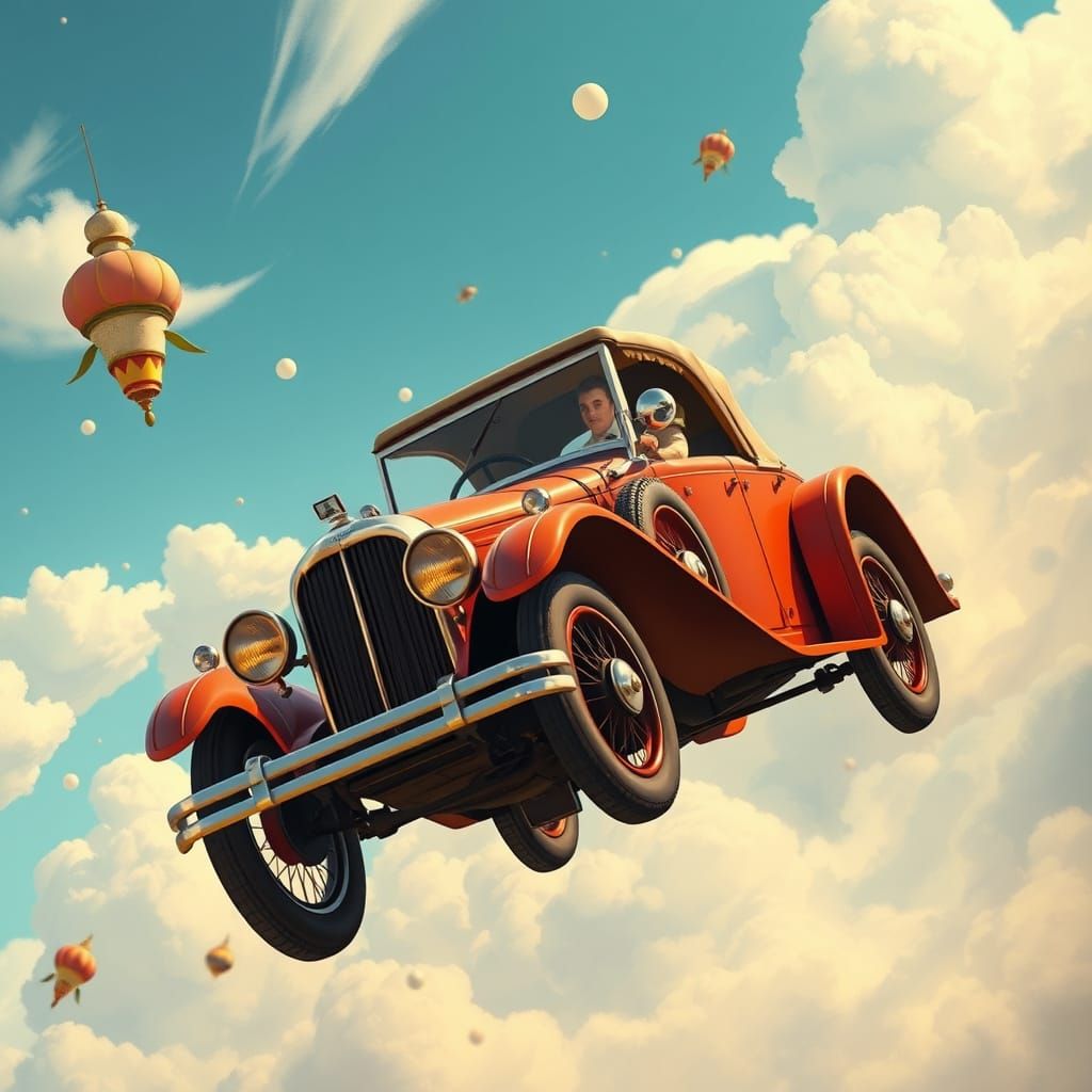 Vintage Chitty Chitty Bang Bang Soars Through Whimsical Skie...