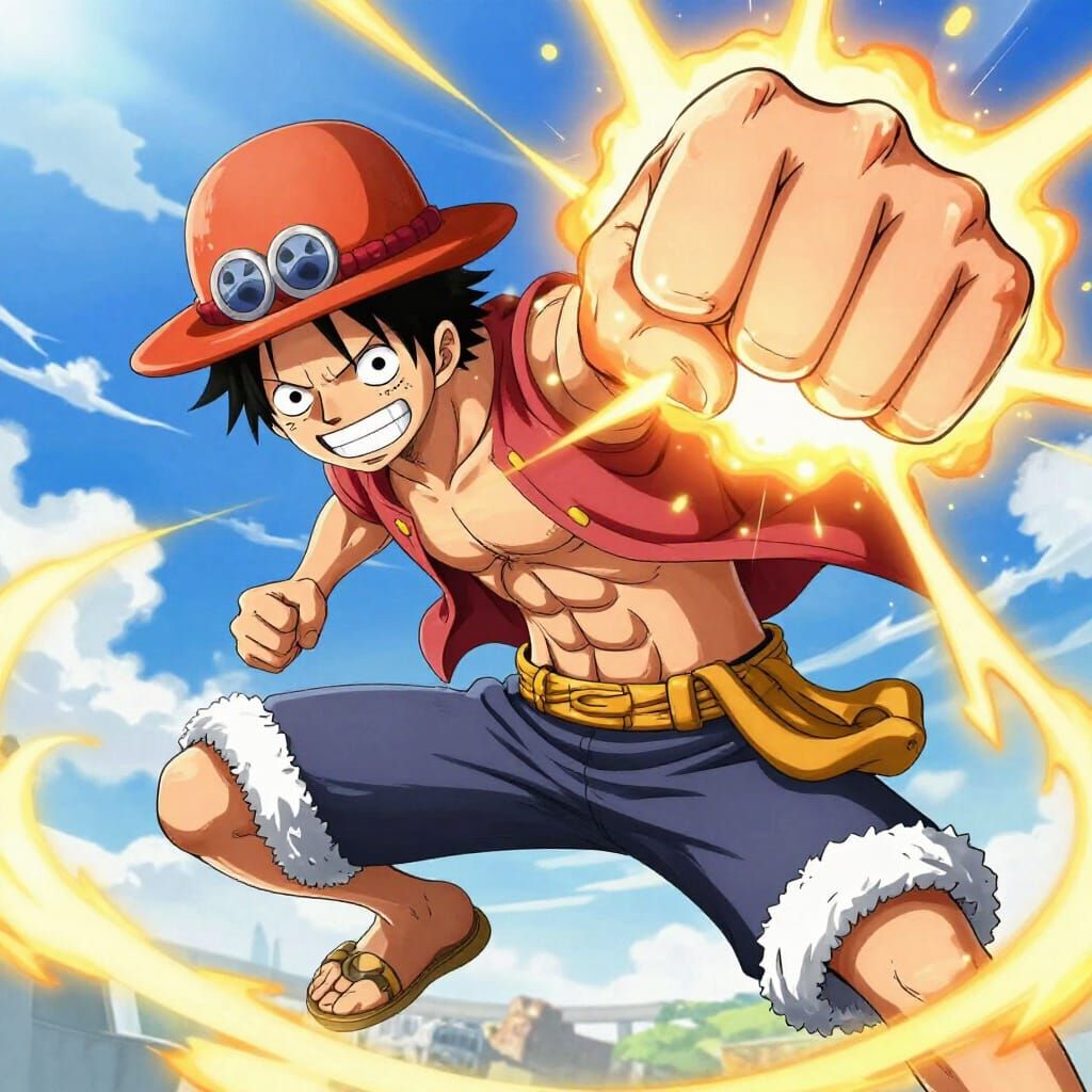 Luffy Gear Fourth Explosive Punch in Dynamic Anime Style