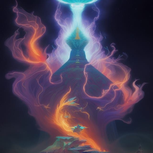 Elemental Djinn Rising: A Romantic Digital Illustration
