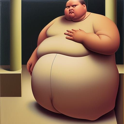 Social Realist Portrait of a Overweight Person