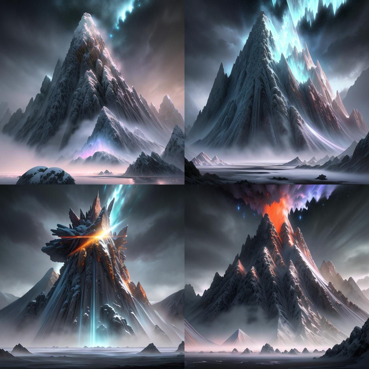 Volcanic Eruption with Meteor Shower in Hyperrealism