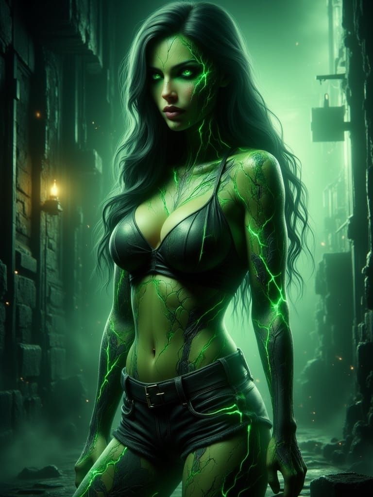 Jenna Ortega as She-Hulk in Realistic Comic Book Style