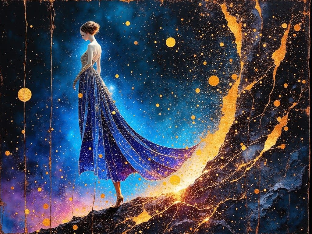 Psychedelic Alien in Laser Robes on Meteor