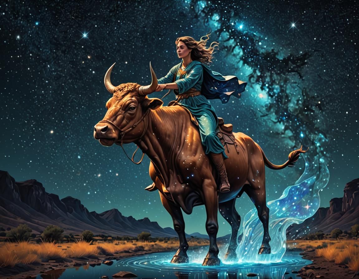 Virgo riding on Water Ox