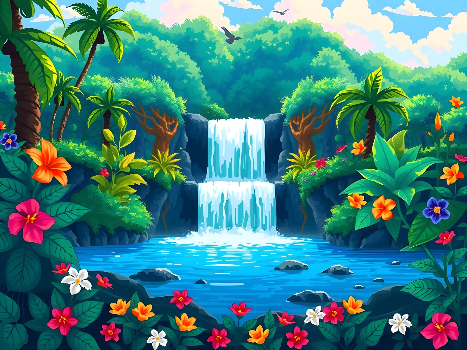 waterfall delight pixel art