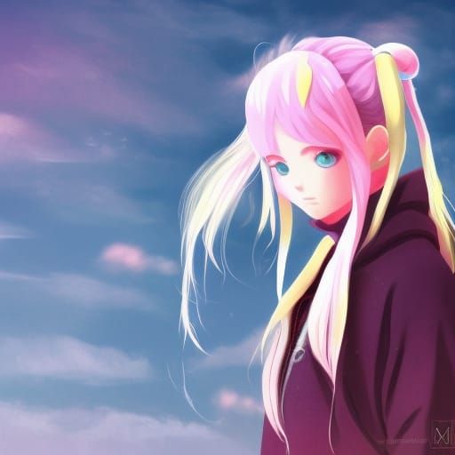 Anime Girl with Pigtails in Ghibli Style