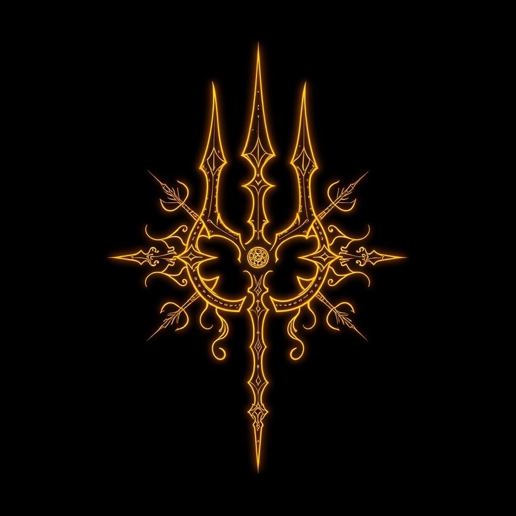 Mystical Ukrainian Trident Logo: Celestial Symbolism in Dark...