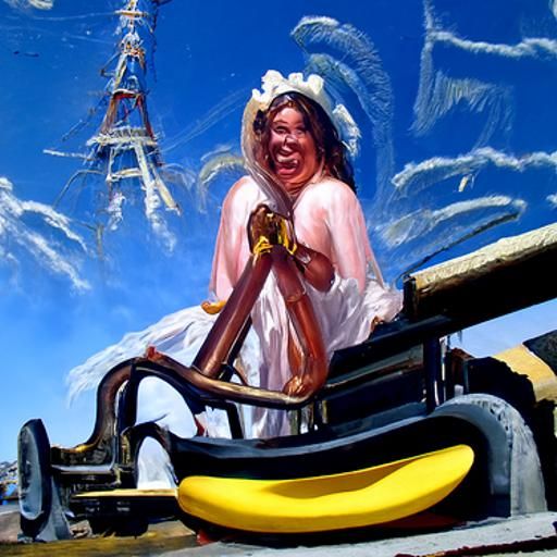Banana's Rollercoaster Ride: An Oil Painting
