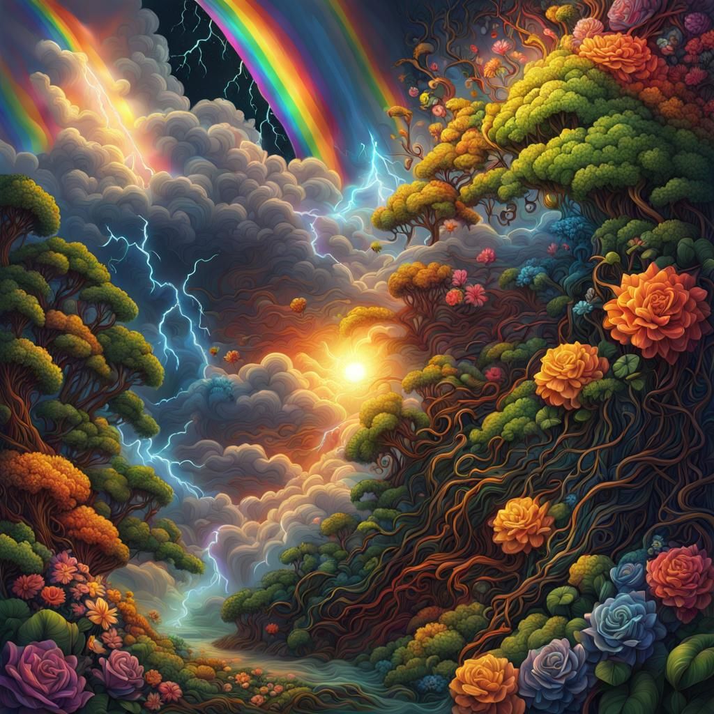 Chaotic Earthly Realm: Hyperrealistic Splash Art