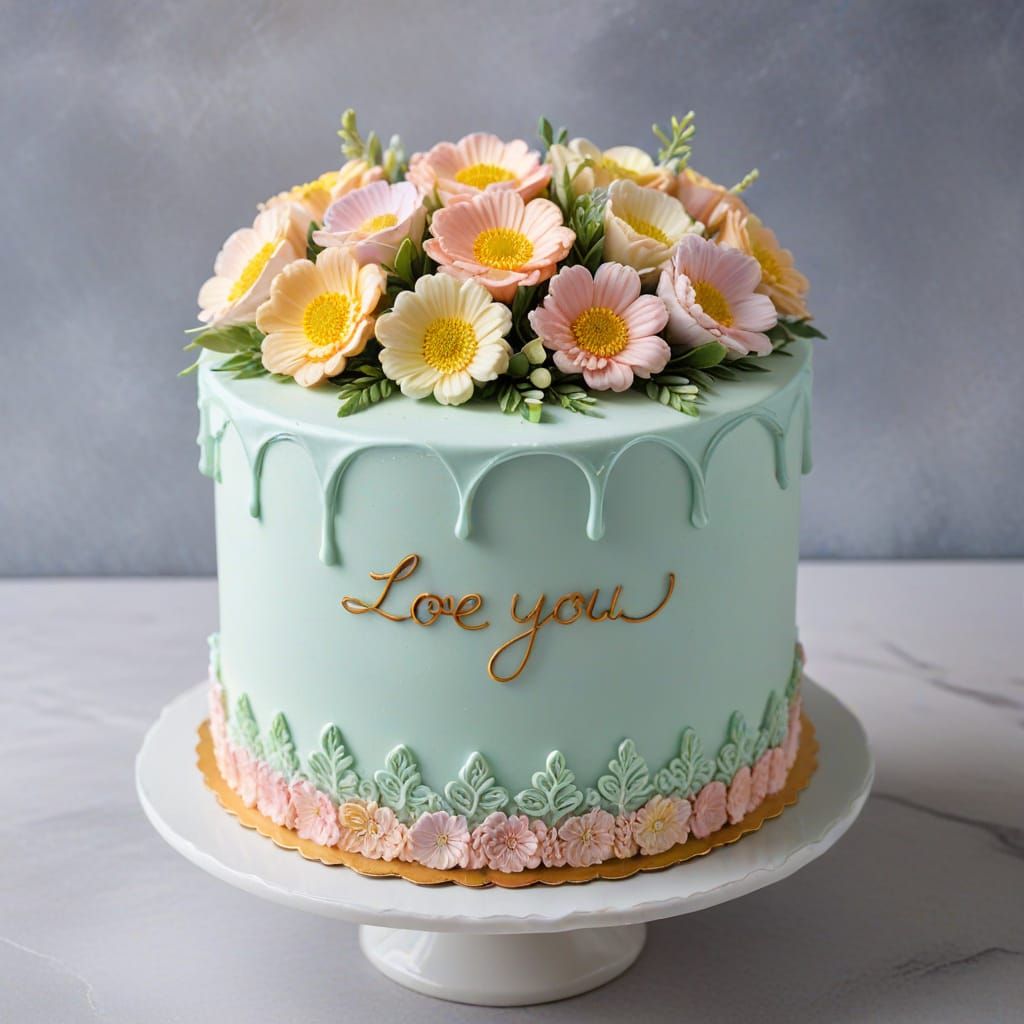 Elegant Pastel Layer Cake with Floral Accents