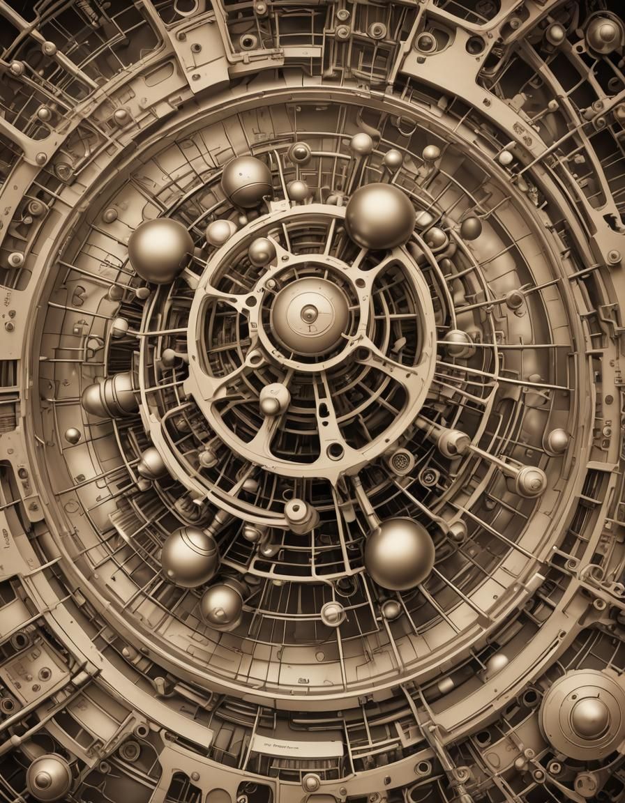 Muscovium Atomic Structure Diagram in Giger Style